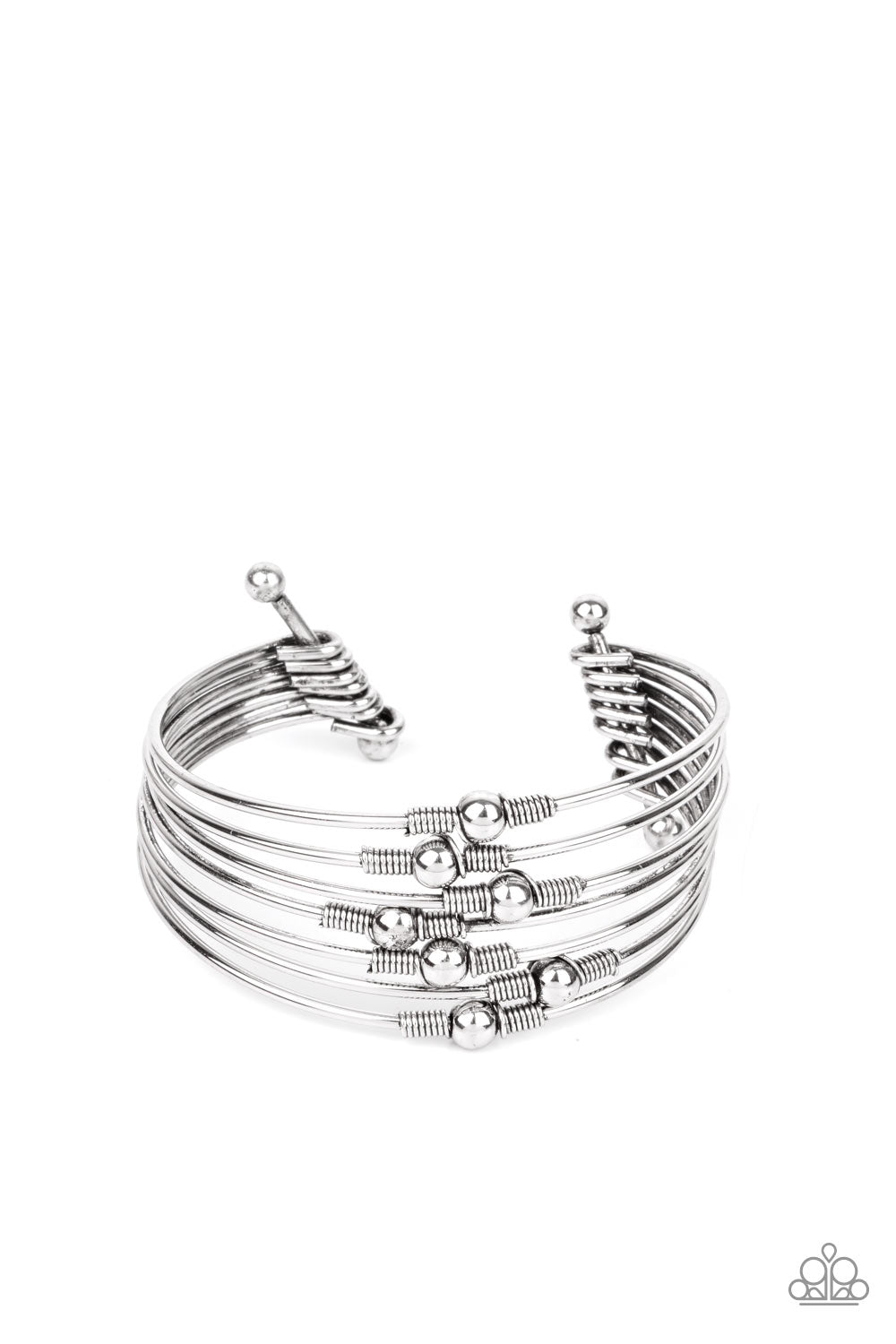 Industrial Intricacies Silver Cuff Bracelet - Paparazzi Accessories- lightbox - CarasShop.com - $5 Jewelry by Cara Jewels