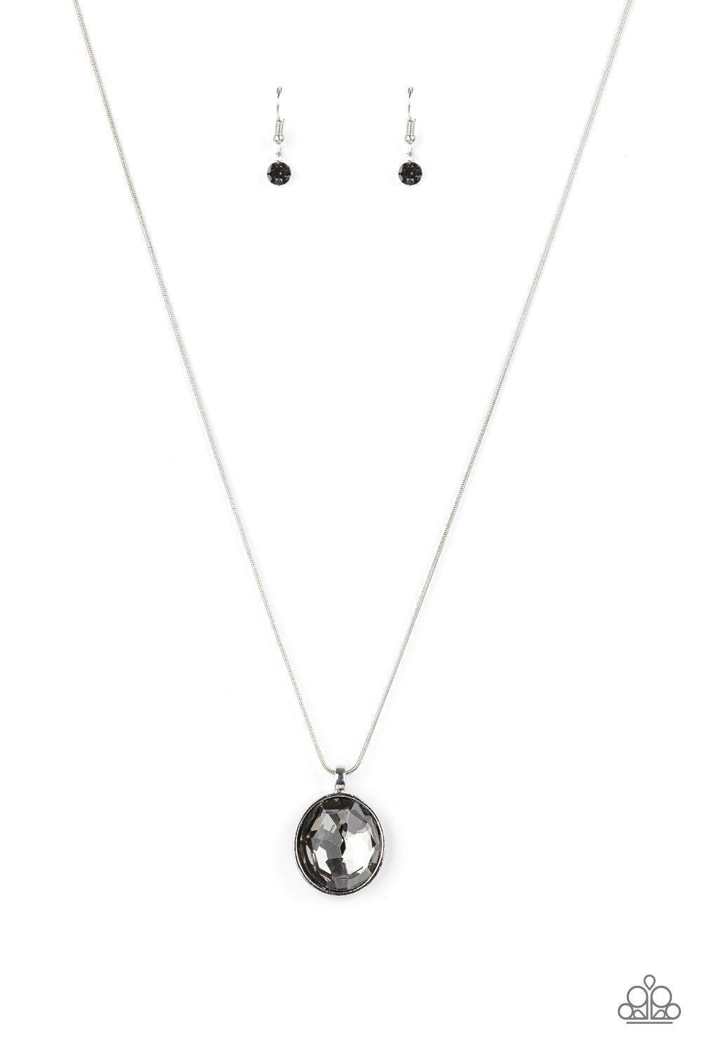 Instant Icon Smoky Silver Rhinestone Necklace - Paparazzi Accessories- lightbox - CarasShop.com - $5 Jewelry by Cara Jewels