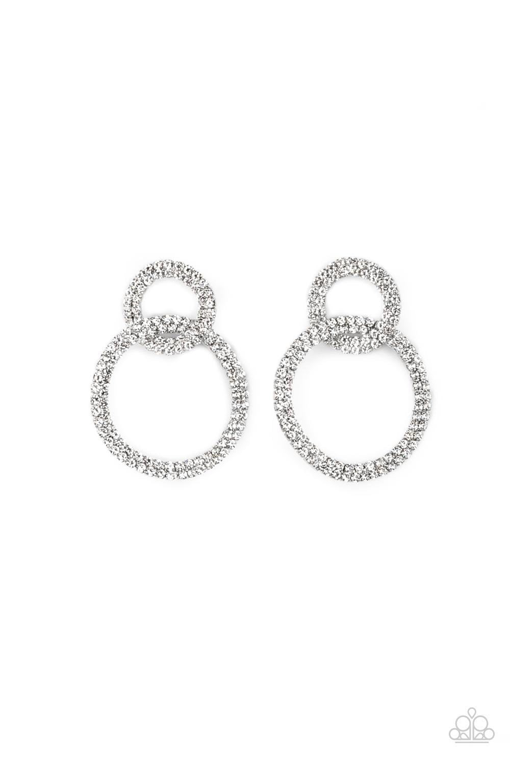 Intensely Icy Gunmetal Black and White Rhinestone Earrings - Paparazzi Accessories- lightbox - CarasShop.com - $5 Jewelry by Cara Jewels