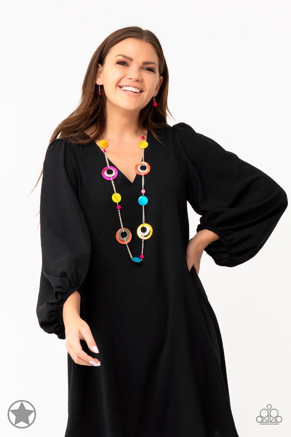 Kaleidoscopically Captivating Multi-color Necklace - Paparazzi Accessories- stylized on model - CarasShop.com - $5 Jewelry by Cara Jewels