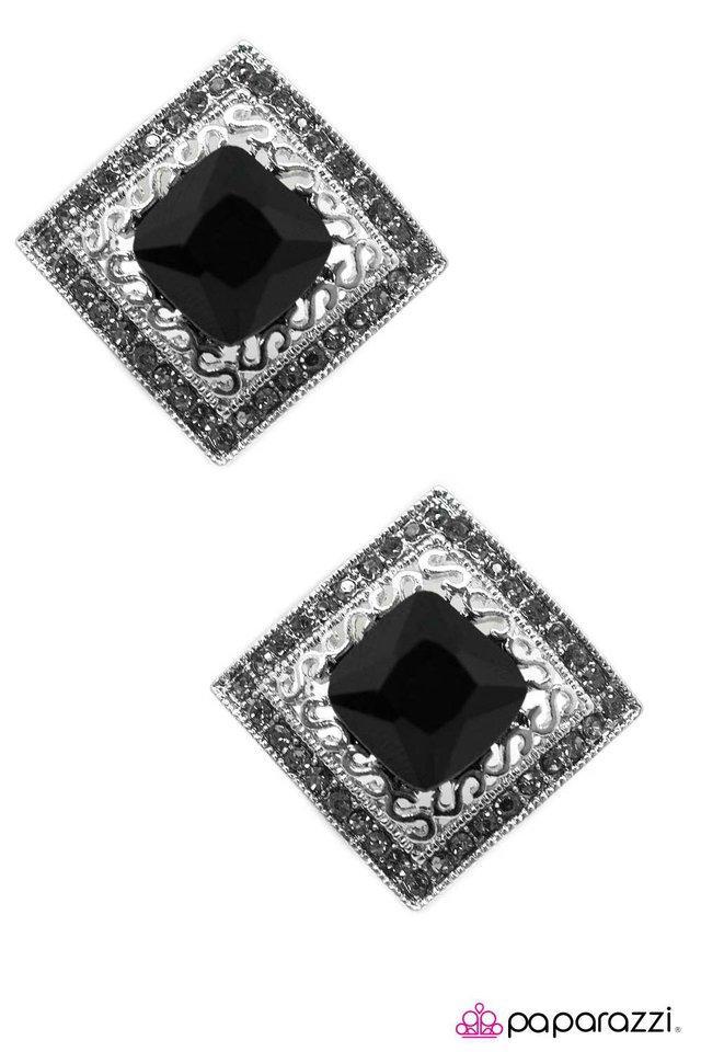 Kensington Palace Black Rhinestone Post Earrings - Paparazzi Accessories- lightbox - CarasShop.com - $5 Jewelry by Cara Jewels