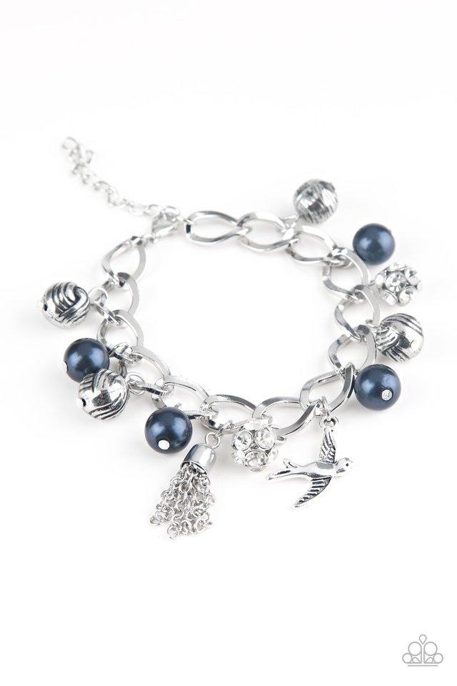 Lady Love Dove Blue and Silver Charm Bracelet - Paparazzi Accessories- lightbox - CarasShop.com - $5 Jewelry by Cara Jewels