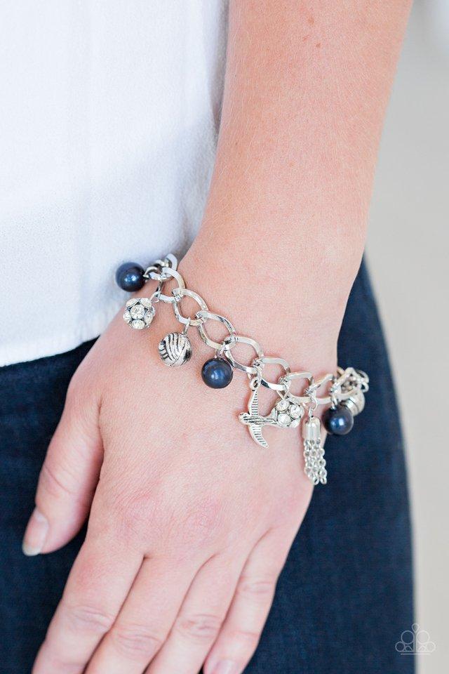 Lady Love Dove Blue and Silver Charm Bracelet - Paparazzi Accessories- model - CarasShop.com - $5 Jewelry by Cara Jewels