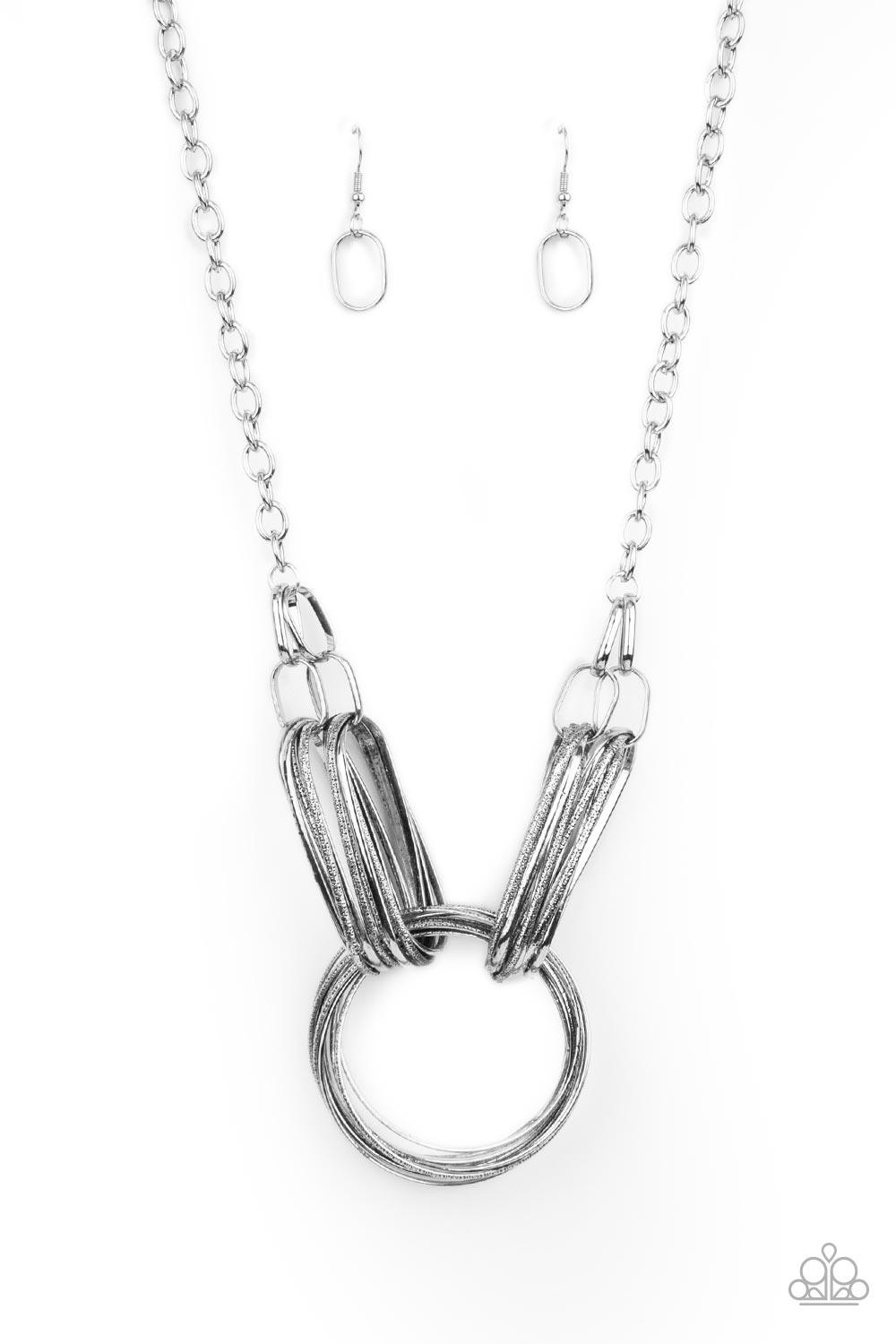 Lip Sync Links Silver Necklace - Paparazzi Accessories - lightbox -CarasShop.com - $5 Jewelry by Cara Jewels