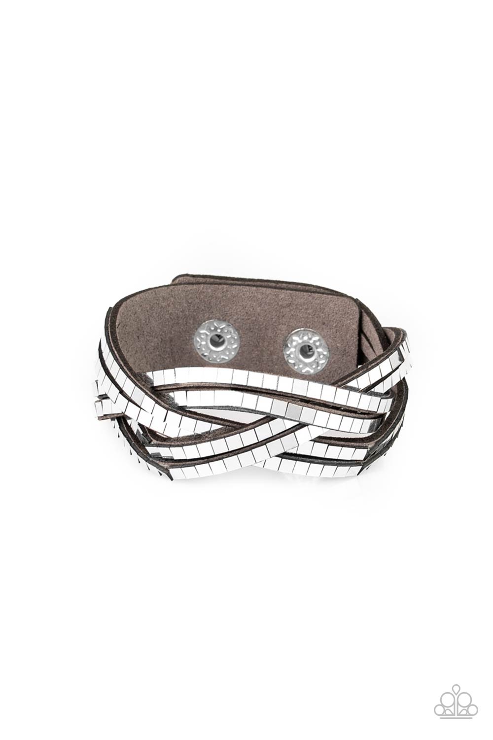 Looking For Trouble Silver and Gray Suede Urban Wrap Snap Bracelet - Paparazzi Accessories