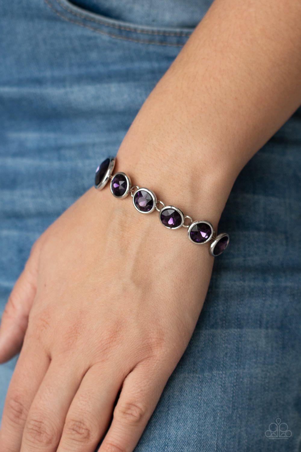 Lustrous Luminosity Purple Rhinestone Bracelet - Paparazzi Accessories- lightbox - CarasShop.com - $5 Jewelry by Cara Jewels