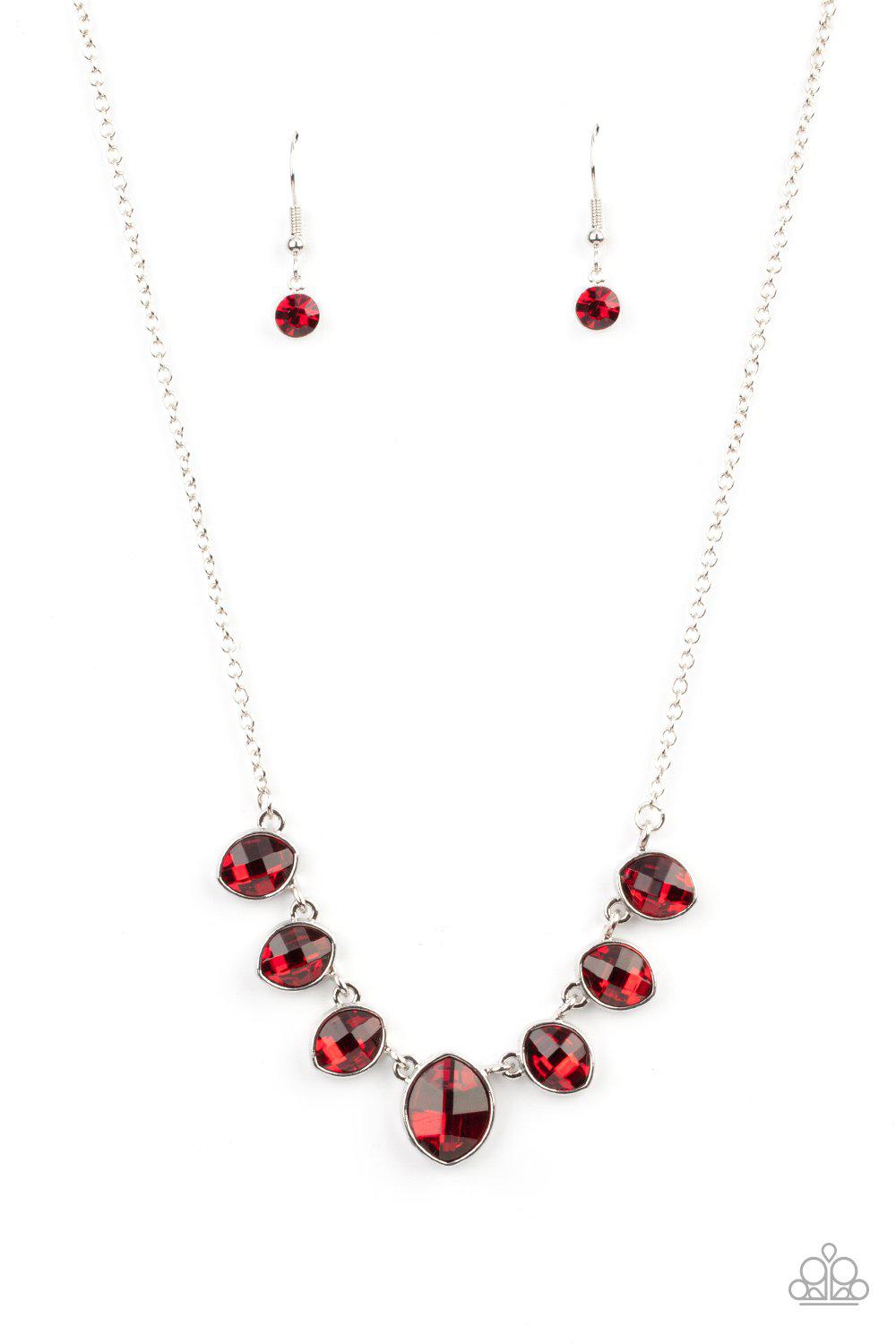 Material Girl Glamour Red Rhinestone Necklace - Paparazzi Accessories- lightbox - CarasShop.com - $5 Jewelry by Cara Jewels