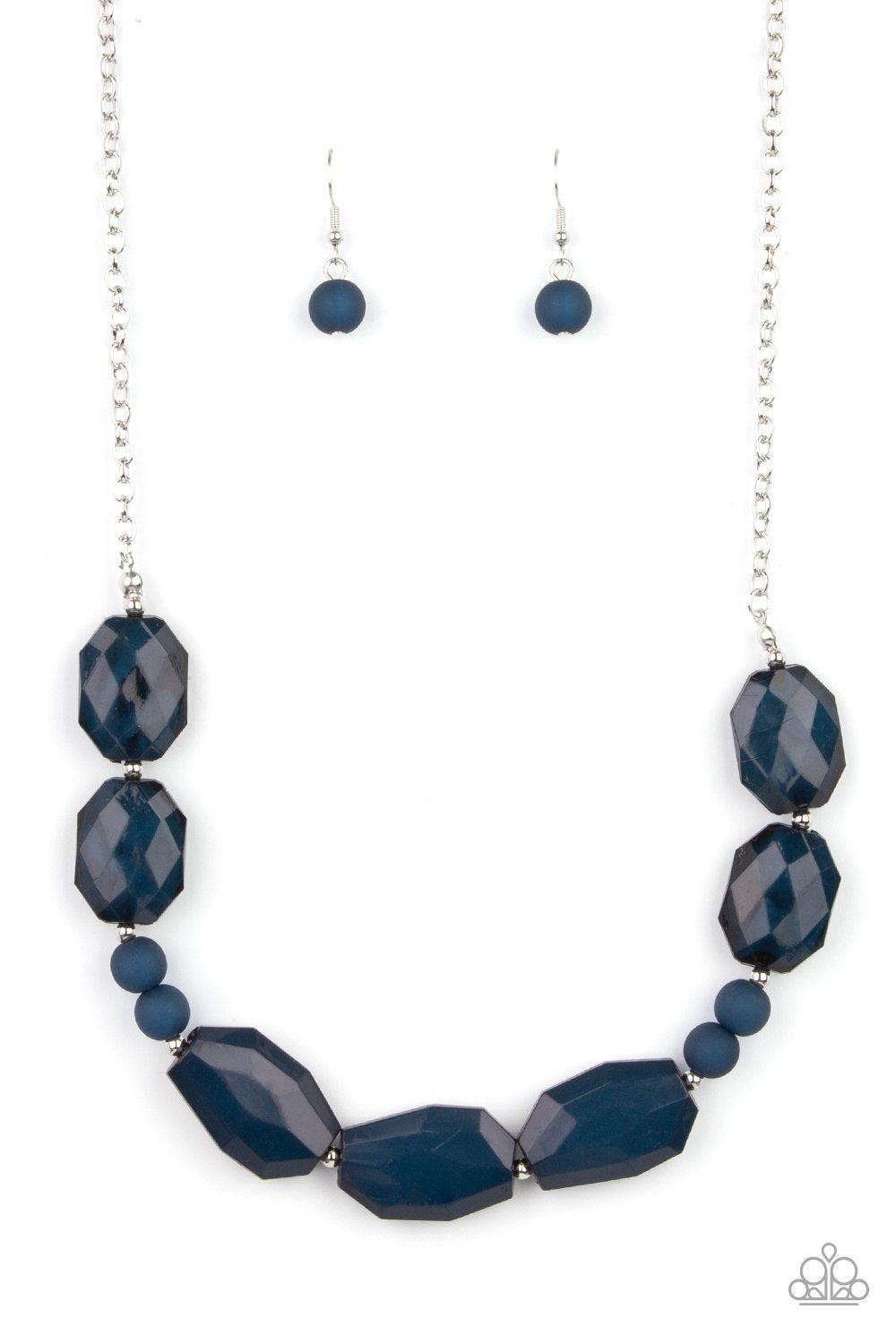 Melrose Melody Navy Blue Necklace - Paparazzi Accessories - lightbox -CarasShop.com - $5 Jewelry by Cara Jewels