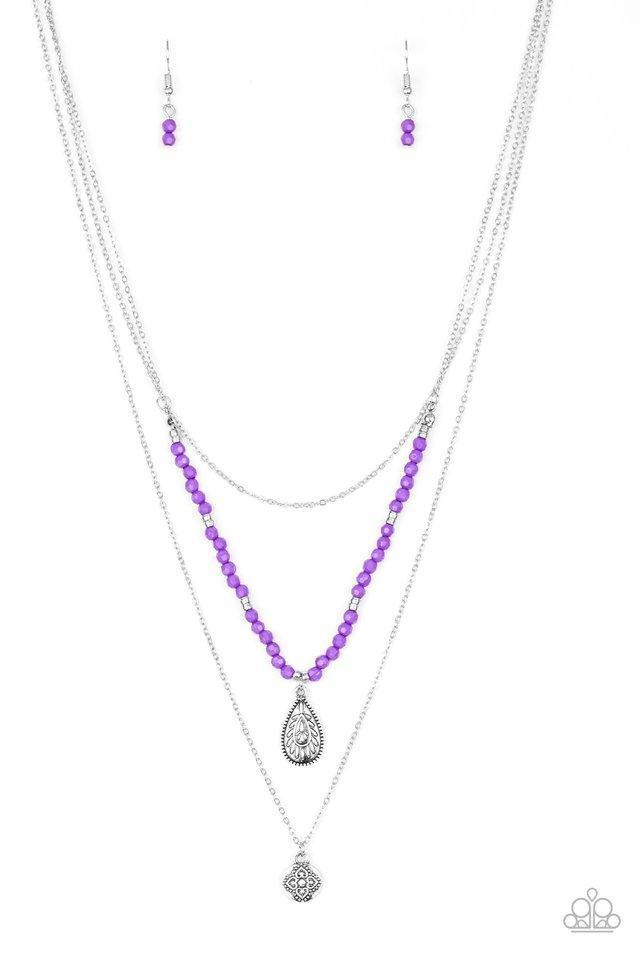 Mild Wild Purple and Silver Necklace - Paparazzi Accessories - lightbox -CarasShop.com - $5 Jewelry by Cara Jewels