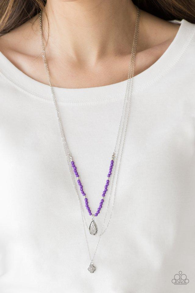 Mild Wild Purple and Silver Necklace - Paparazzi Accessories - lightbox -CarasShop.com - $5 Jewelry by Cara Jewels