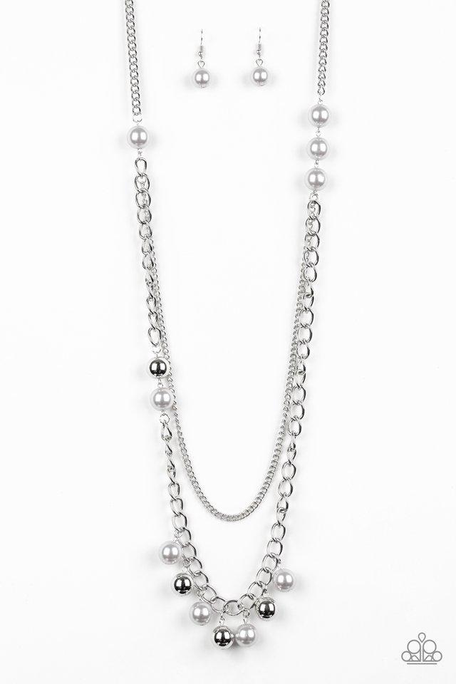 Modern Musical Silver Necklace - Paparazzi Accessories- lightbox - CarasShop.com - $5 Jewelry by Cara Jewels