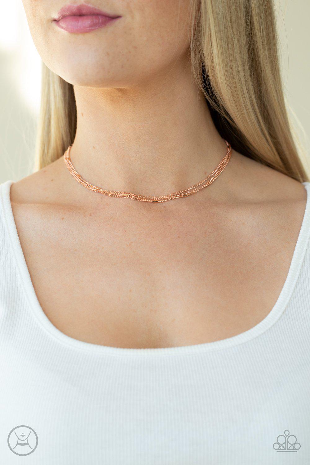 Need I SLAY More Copper Choker Necklace - Paparazzi Accessories - model -CarasShop.com - $5 Jewelry by Cara Jewels
