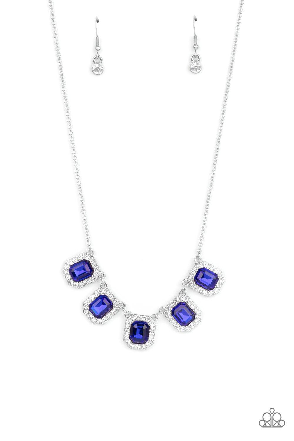 Next Level Luster Sapphire Blue Rhinestone Necklace - Paparazzi Accessories- lightbox - CarasShop.com - $5 Jewelry by Cara Jewels