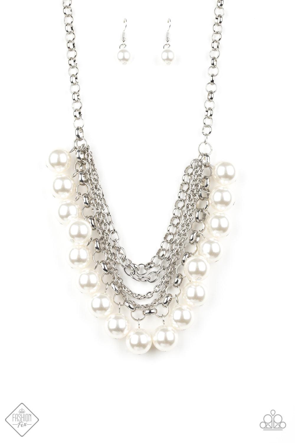 One-Way WALL STREET White Pearl Necklace - Paparazzi Accessories-CarasShop.com - $5 Jewelry by Cara Jewels