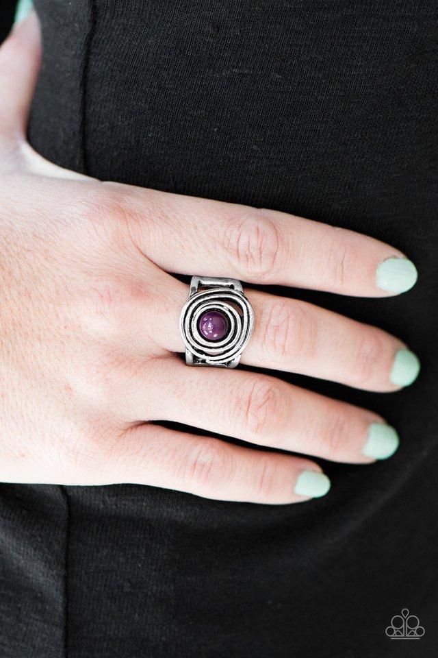 Out of Control Purple and Silver Ring - Paparazzi Accessories - model -CarasShop.com - $5 Jewelry by Cara Jewels