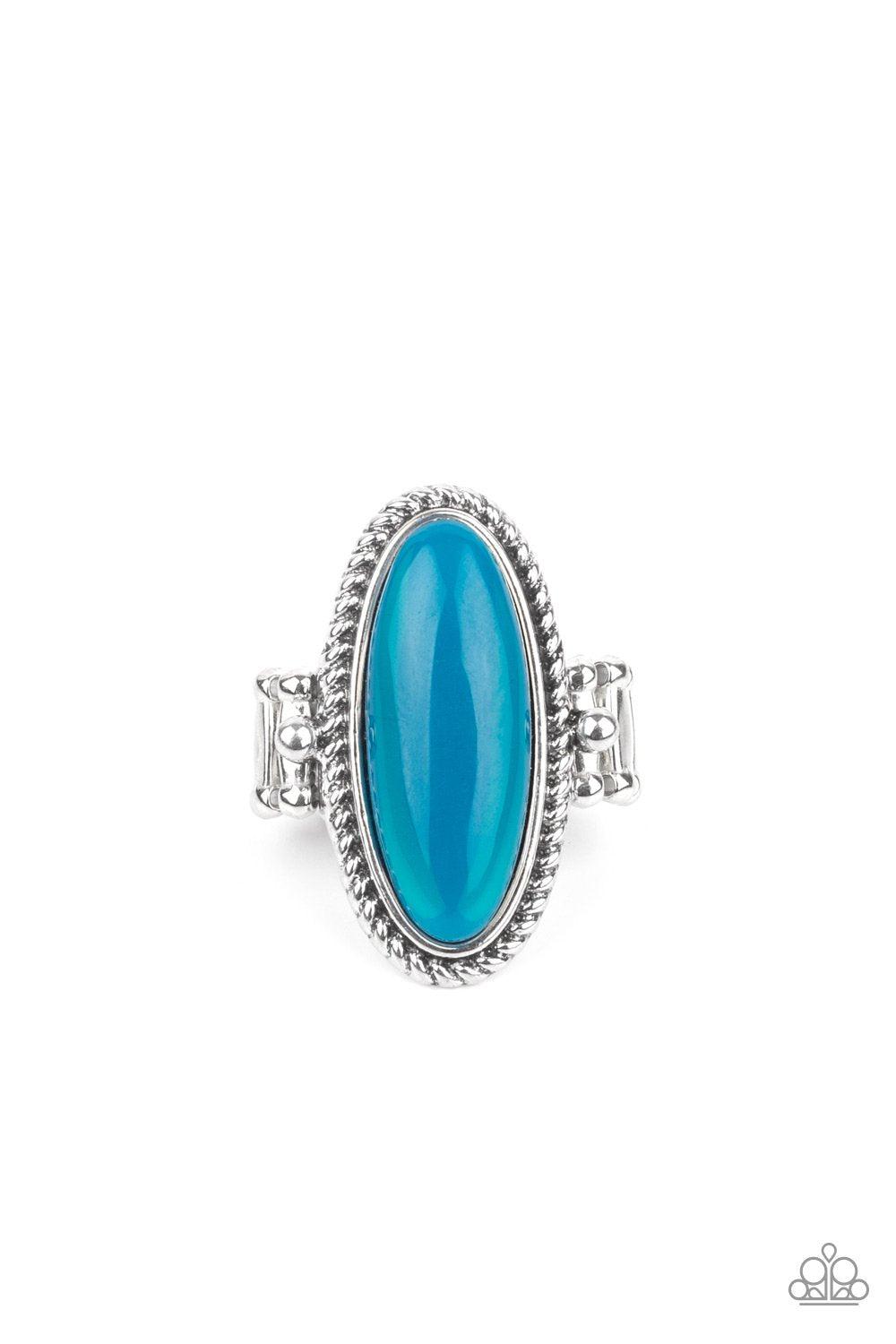 Oval Oasis Blue Iridescent Acrylic Ring - Paparazzi Accessories- lightbox - CarasShop.com - $5 Jewelry by Cara Jewels