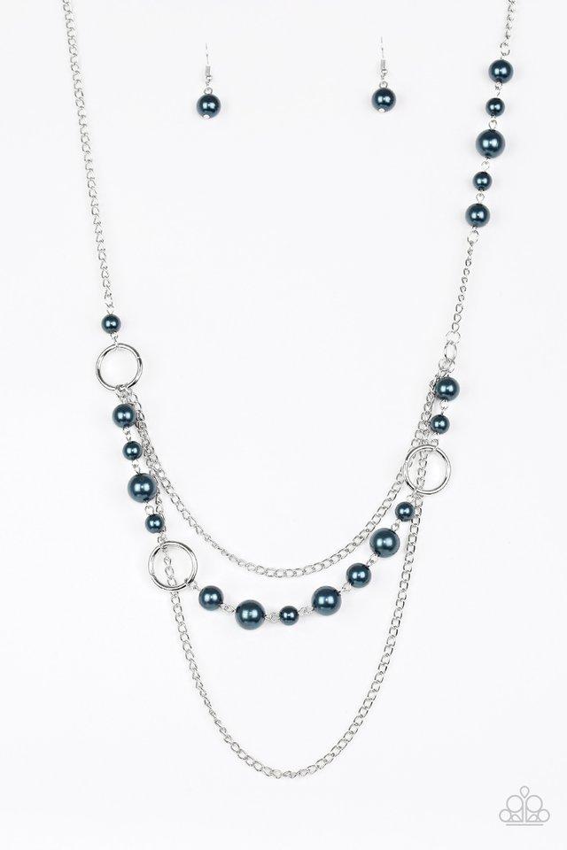 Party Dress Princess Dark Blue Pearl and Silver Necklace - Paparazzi Accessories - lightbox -CarasShop.com - $5 Jewelry by Cara Jewels