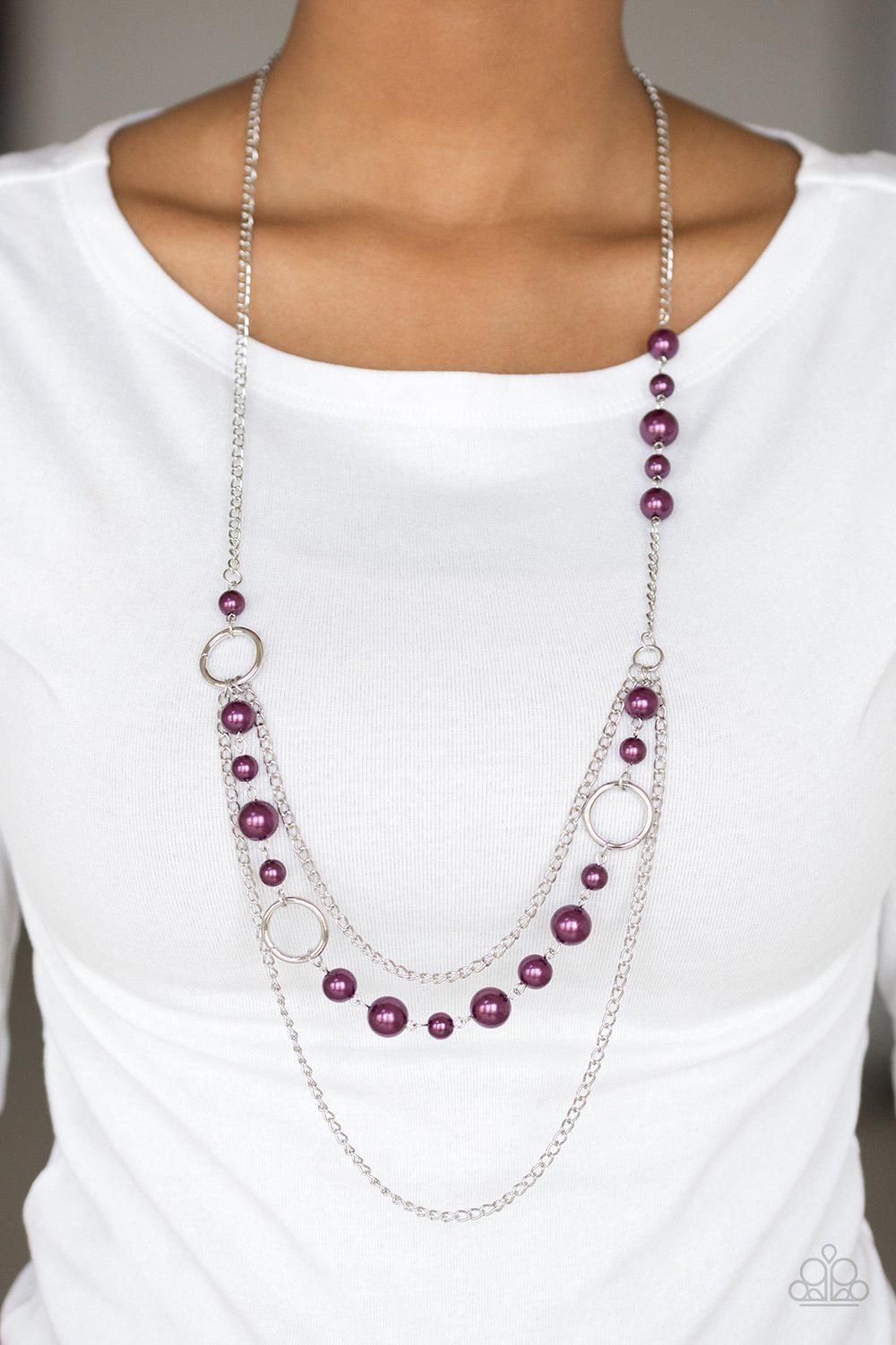 Party Dress Princess Purple and Silver Necklace - Paparazzi Accessories - model -CarasShop.com - $5 Jewelry by Cara Jewels