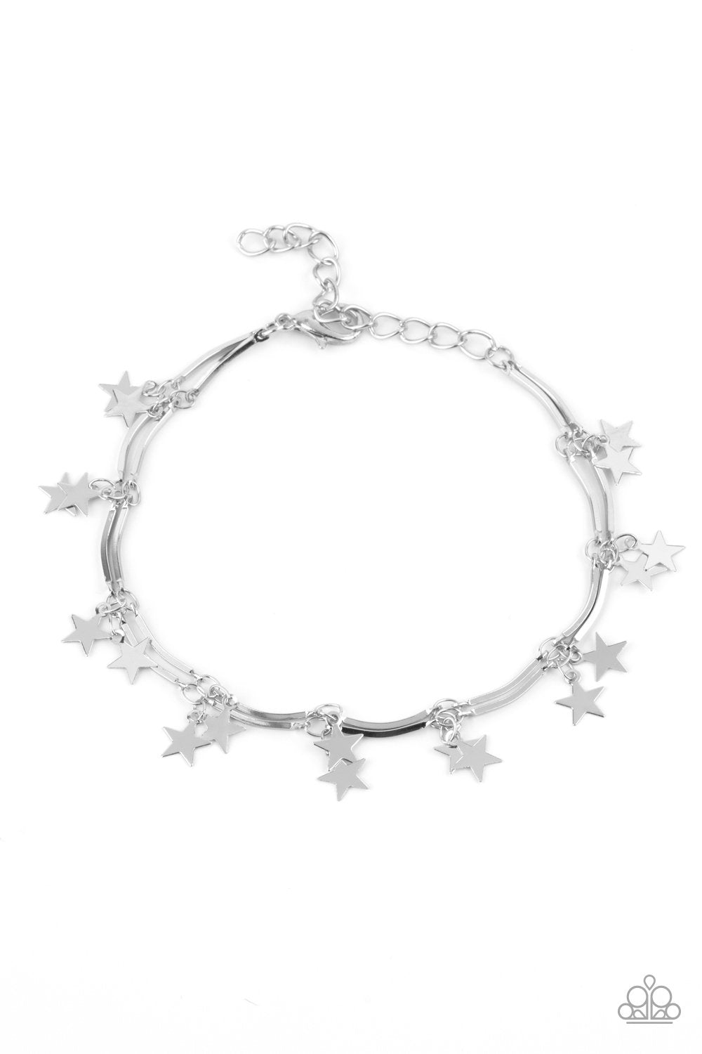 Party In The USA Silver Star Bracelet - Paparazzi Accessories- lightbox - CarasShop.com - $5 Jewelry by Cara Jewels