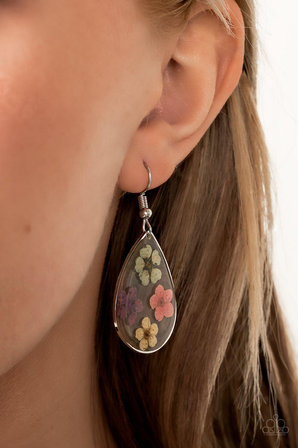 Perennial Prairie Multi Pressed Flower Earrings - Paparazzi Accessories- model - CarasShop.com - $5 Jewelry by Cara Jewels
