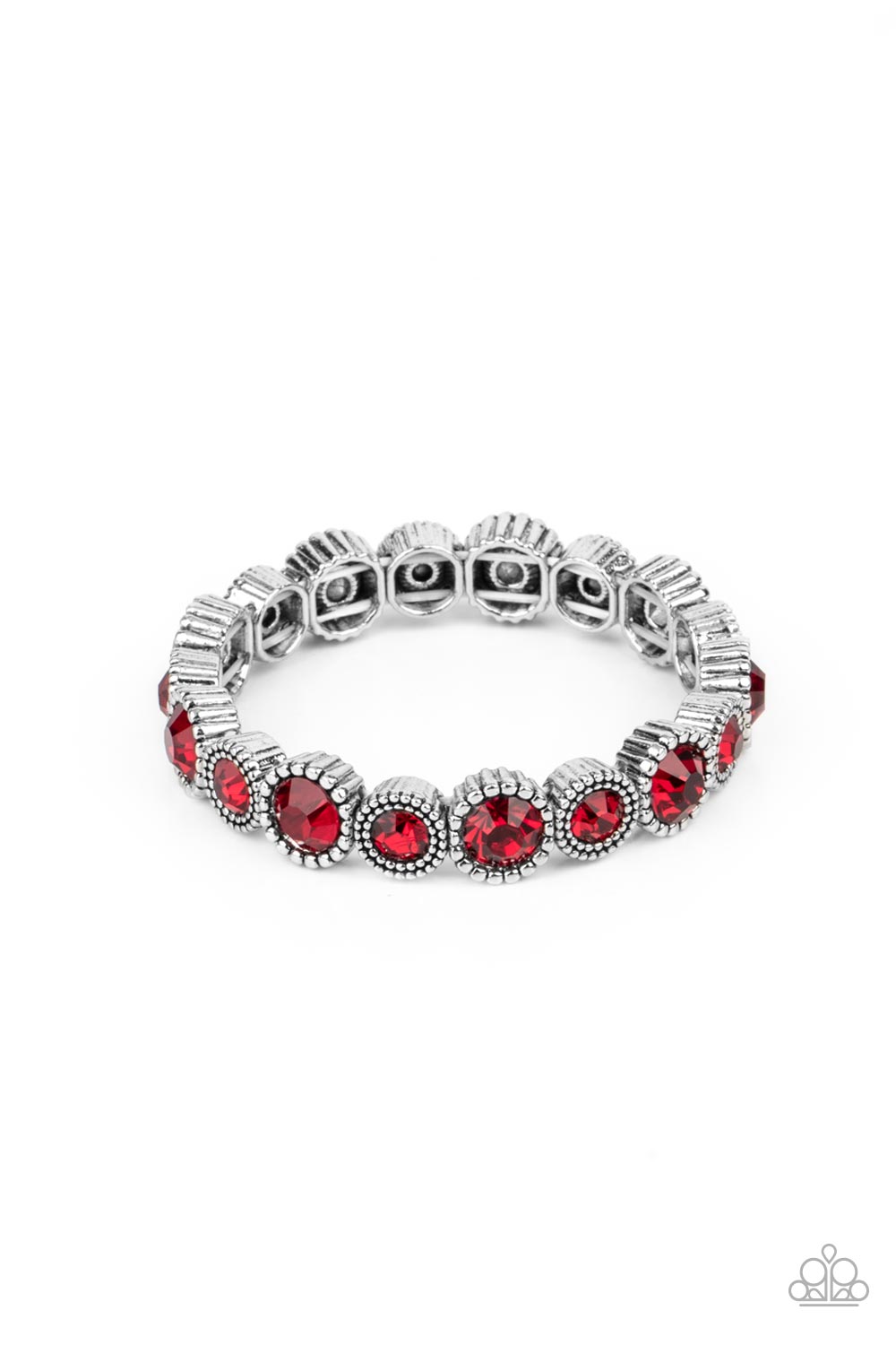 Phenomenally Perennial Red Rhinestone Bracelet - Paparazzi Accessories - lightbox -CarasShop.com - $5 Jewelry by Cara Jewels