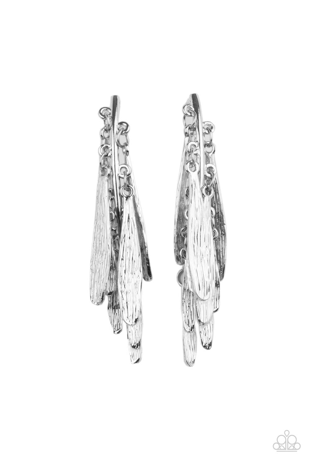 Pursuing The Plumes Silver Earrings - Paparazzi Accessories- lightbox - CarasShop.com - $5 Jewelry by Cara Jewels