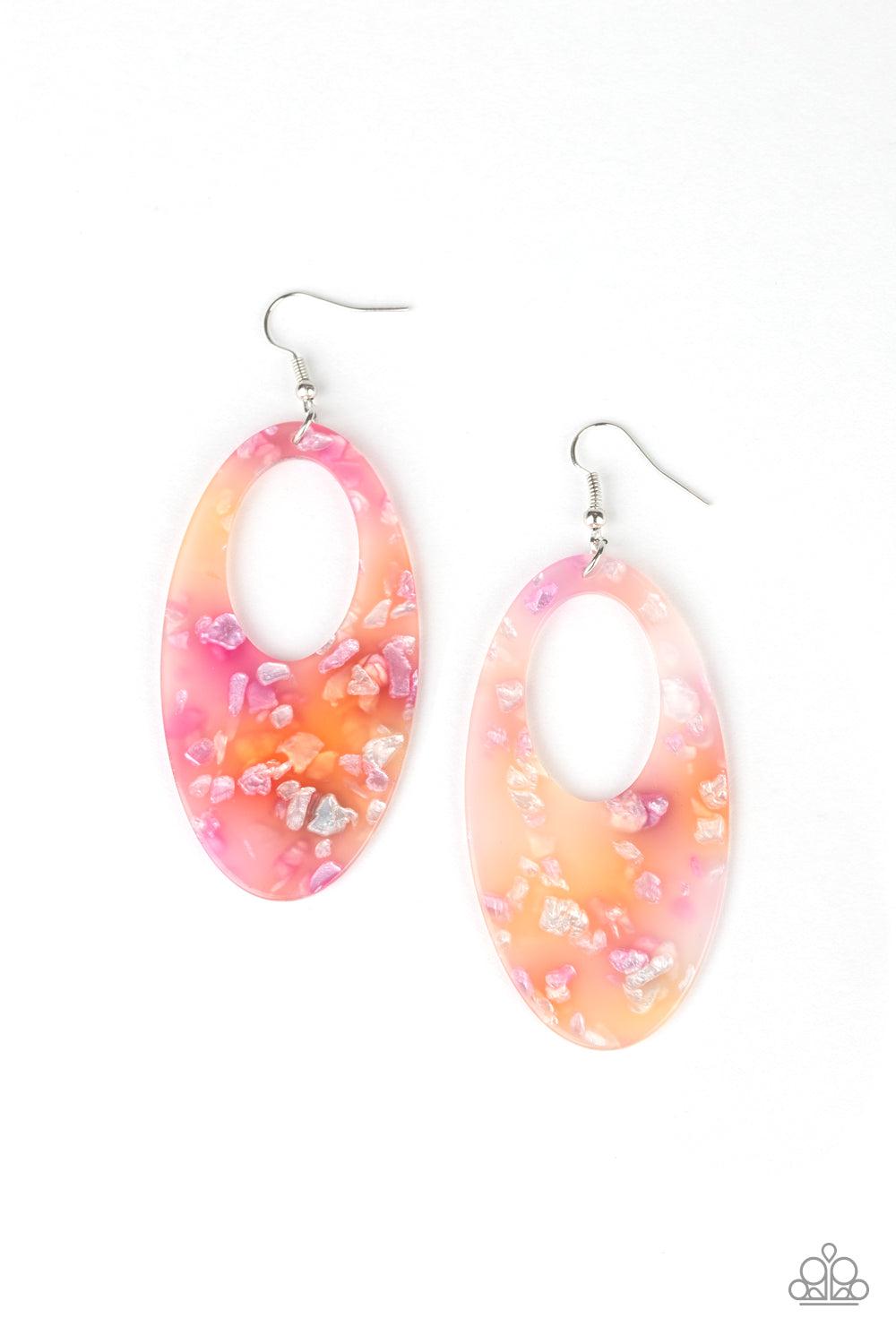 Rainbow Springs Multi-color Coral and Pink Acrylic Earrings - Paparazzi Accessories-CarasShop.com - $5 Jewelry by Cara Jewels