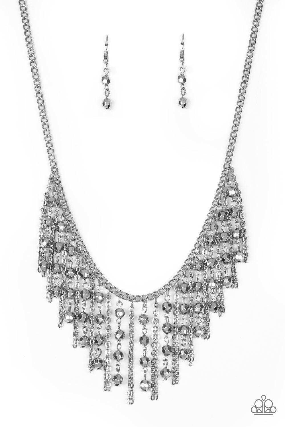 Rebel Remix Silver Fringe Necklace - Paparazzi Accessories- lightbox - CarasShop.com - $5 Jewelry by Cara Jewels