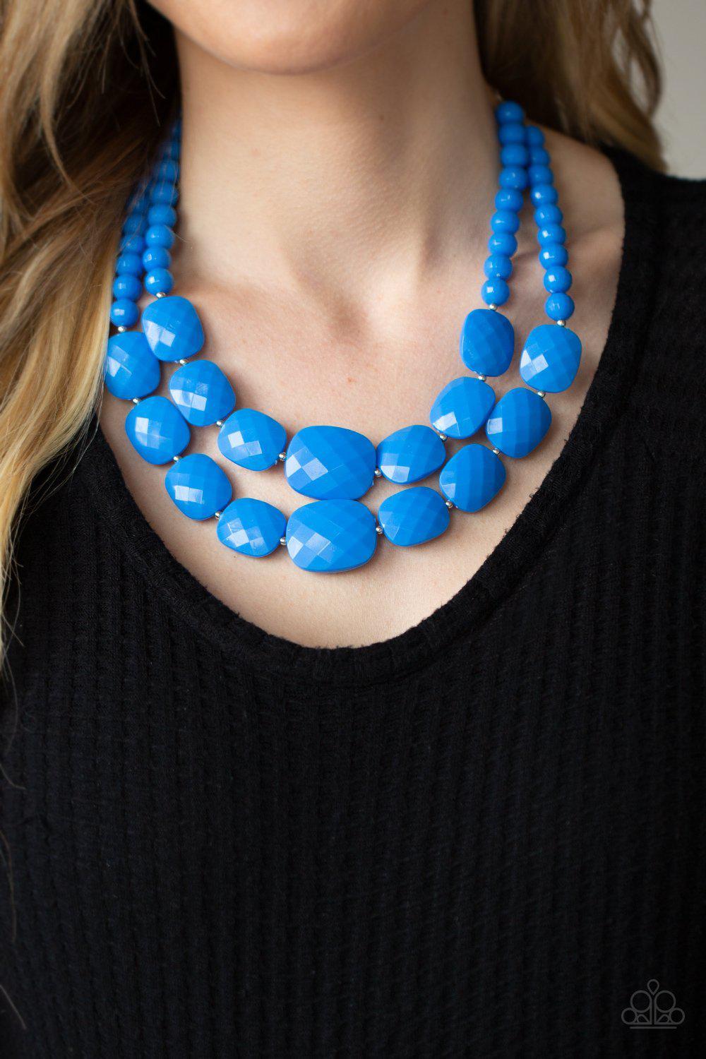 Resort Ready Blue Necklace - Paparazzi Accessories- model - CarasShop.com - $5 Jewelry by Cara Jewels