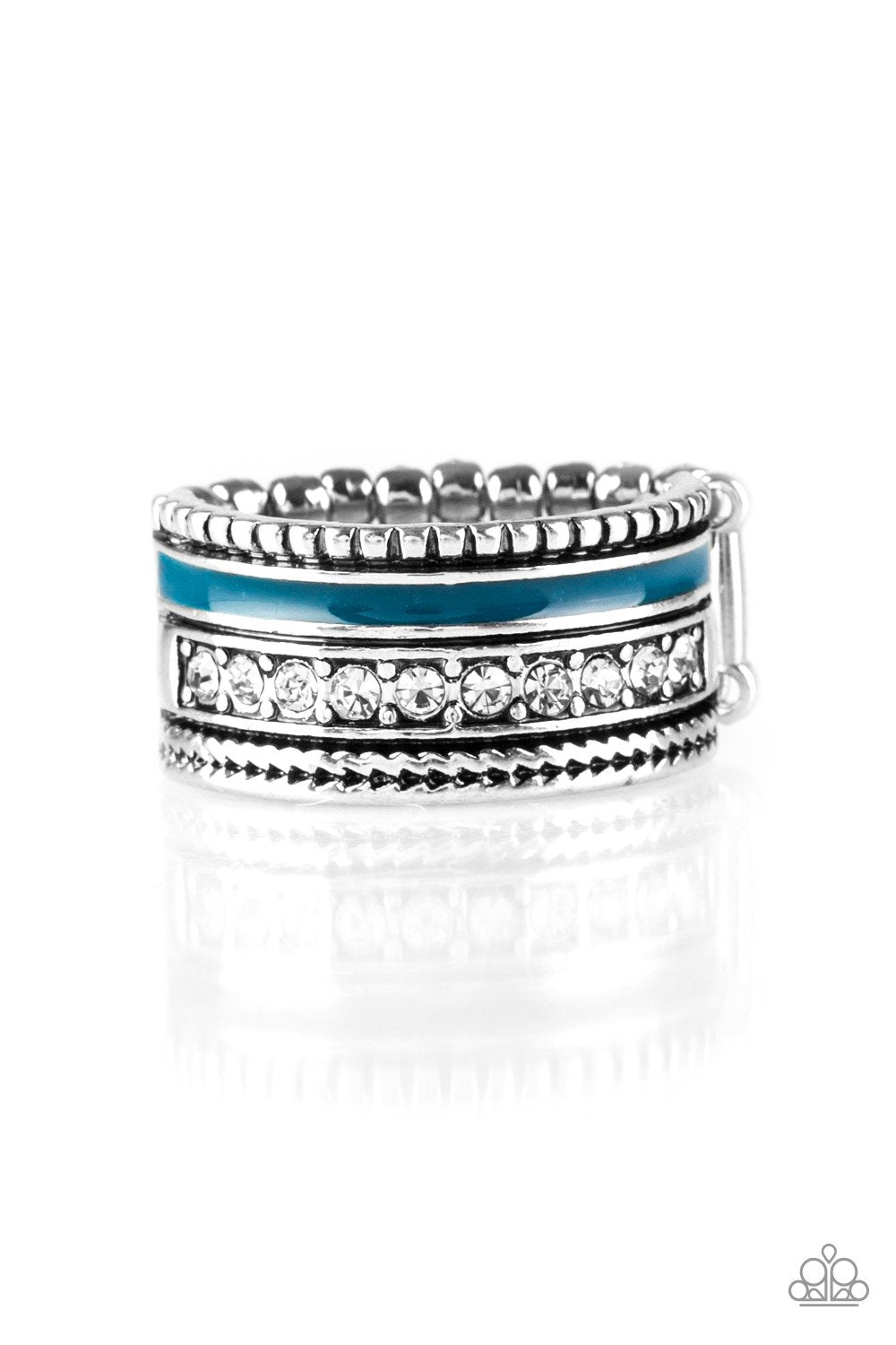 Rich Rogue Blue and Silver Ring - Paparazzi Accessories - lightbox -CarasShop.com - $5 Jewelry by Cara Jewels
