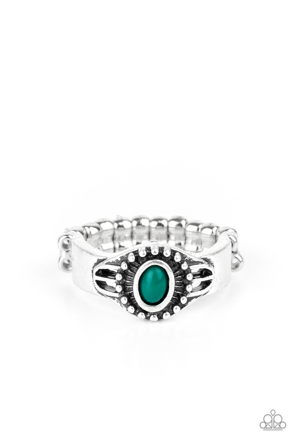 Right On TREK Green and Silver Ring - Paparazzi Accessories- lightbox - CarasShop.com - $5 Jewelry by Cara Jewels