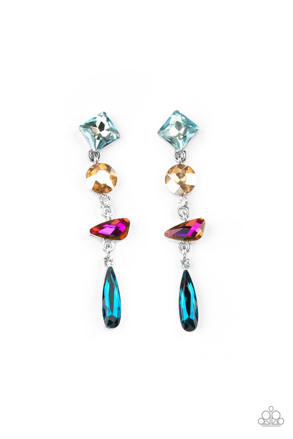 Rock Candy Elegance Multi Iridescent Rhinestone Earrings - Paparazzi Accessories - lightbox -CarasShop.com - $5 Jewelry by Cara Jewels