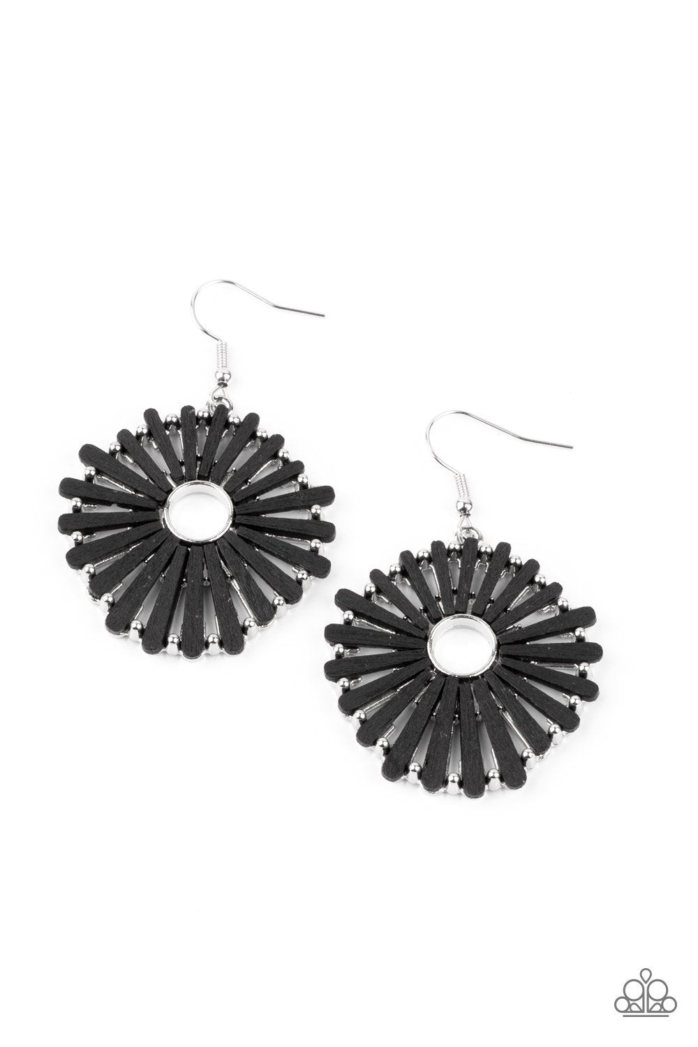 Paparazzi black shop wood earrings