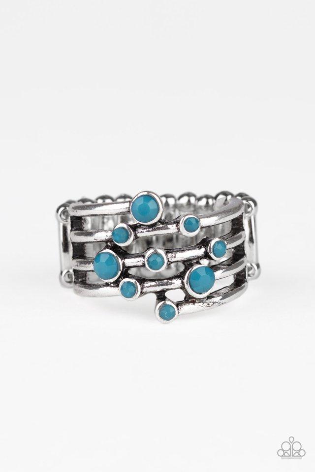 Saguaro Skies Blue and Silver Ring - Paparazzi Accessories - lightbox -CarasShop.com - $5 Jewelry by Cara Jewels