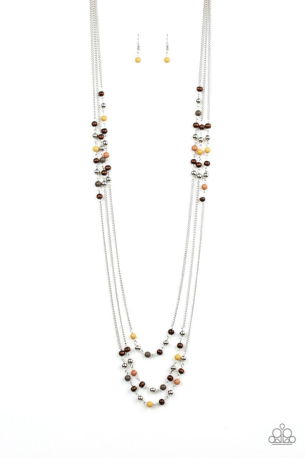 Seasonal Sensation Multi Gold, Moss and Brown Necklace - Paparazzi Accessories - lightbox -CarasShop.com - $5 Jewelry by Cara Jewels