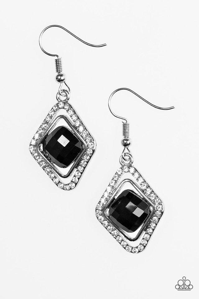 See You In Court Black and White Rhinestone Earrings - Paparazzi Accessories- lightbox - CarasShop.com - $5 Jewelry by Cara Jewels