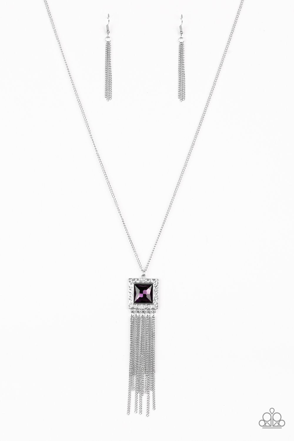 Shimmer Sensei Purple and Silver Necklace - Paparazzi Accessories - lightbox -CarasShop.com - $5 Jewelry by Cara Jewels