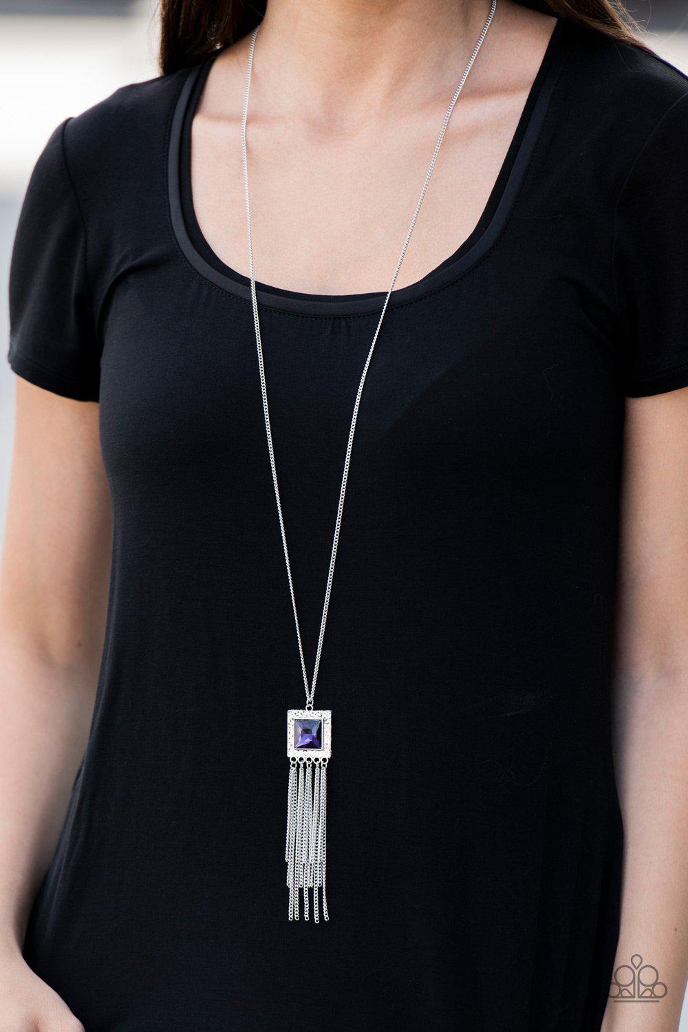 Shimmer Sensei Purple and Silver Necklace - Paparazzi Accessories - lightbox -CarasShop.com - $5 Jewelry by Cara Jewels