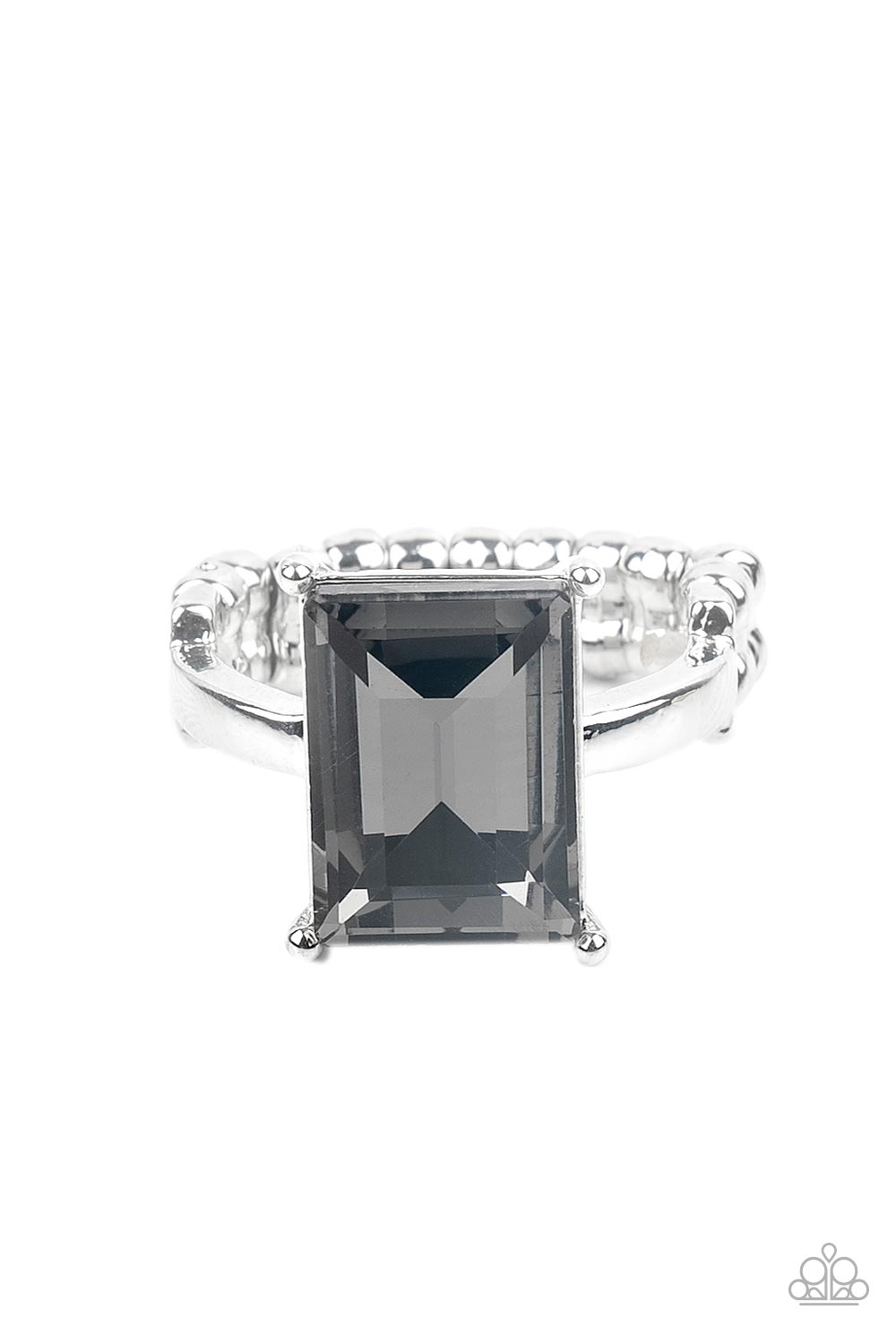 Social Glow Silver Rhinestone Ring - Paparazzi Accessories - lightbox -CarasShop.com - $5 Jewelry by Cara Jewels