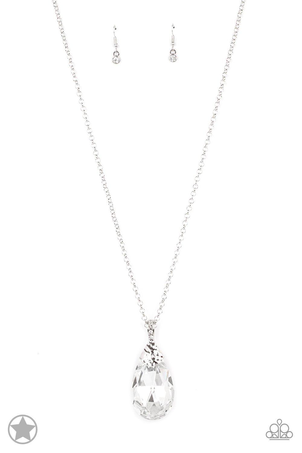 Spellbinding Sparkle White Rhinestone Necklace - Paparazzi Accessories - lightbox -CarasShop.com - $5 Jewelry by Cara Jewels