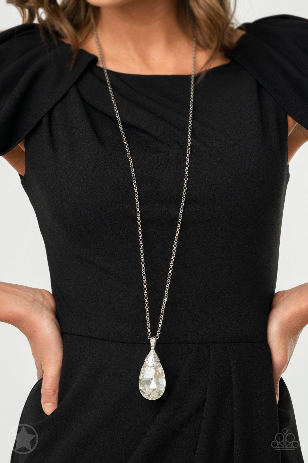 Spellbinding Sparkle White Rhinestone Necklace - Paparazzi Accessories - lightbox -CarasShop.com - $5 Jewelry by Cara Jewels