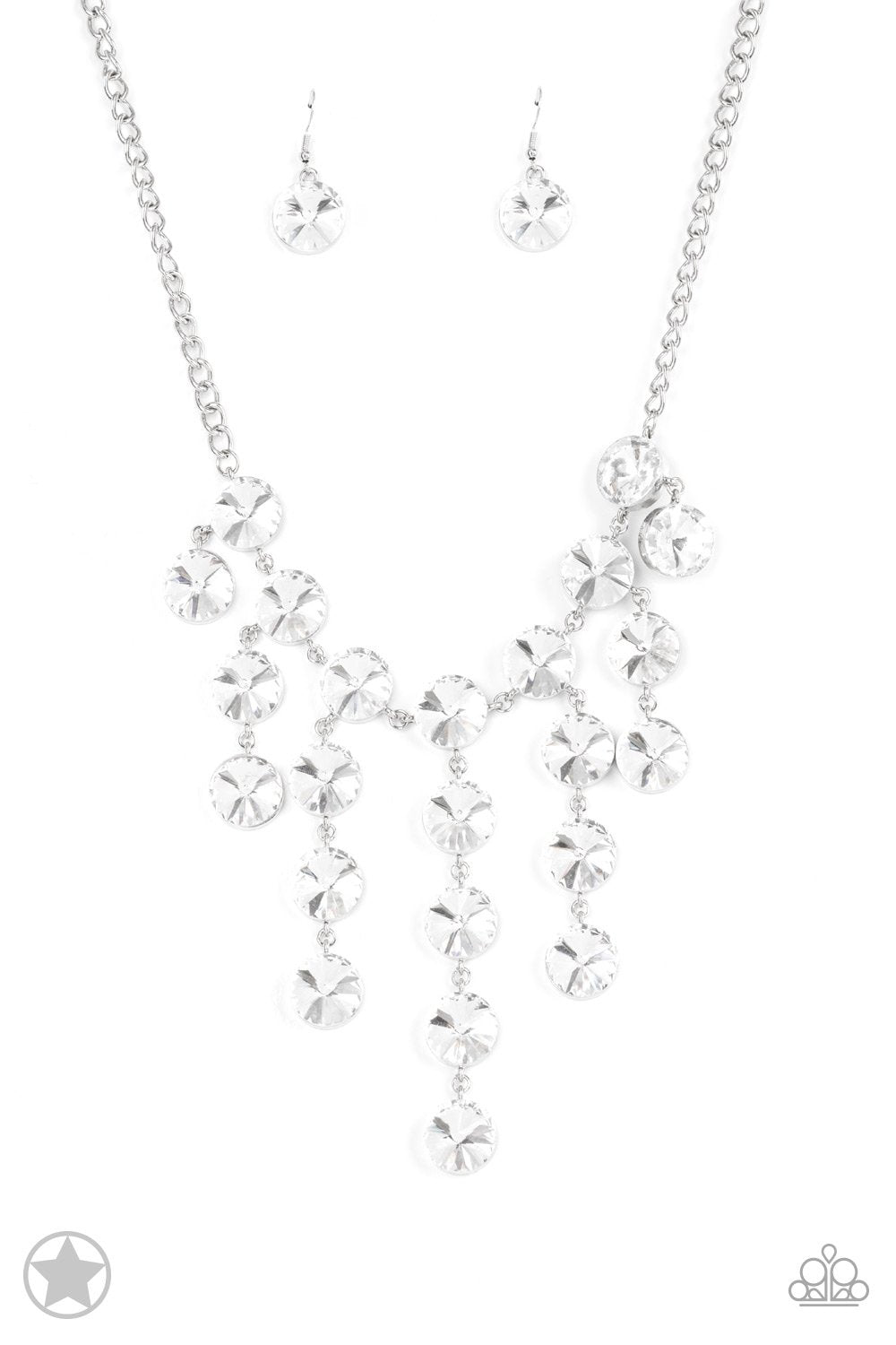 Spotlight Stunner White Rhinestone Necklace - Paparazzi Accessories - lightbox -CarasShop.com - $5 Jewelry by Cara Jewels