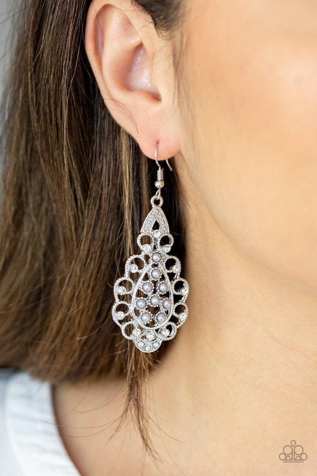 Sprinkle on the Sparkle Silver Earrings - Paparazzi Accessories- model - CarasShop.com - $5 Jewelry by Cara Jewels