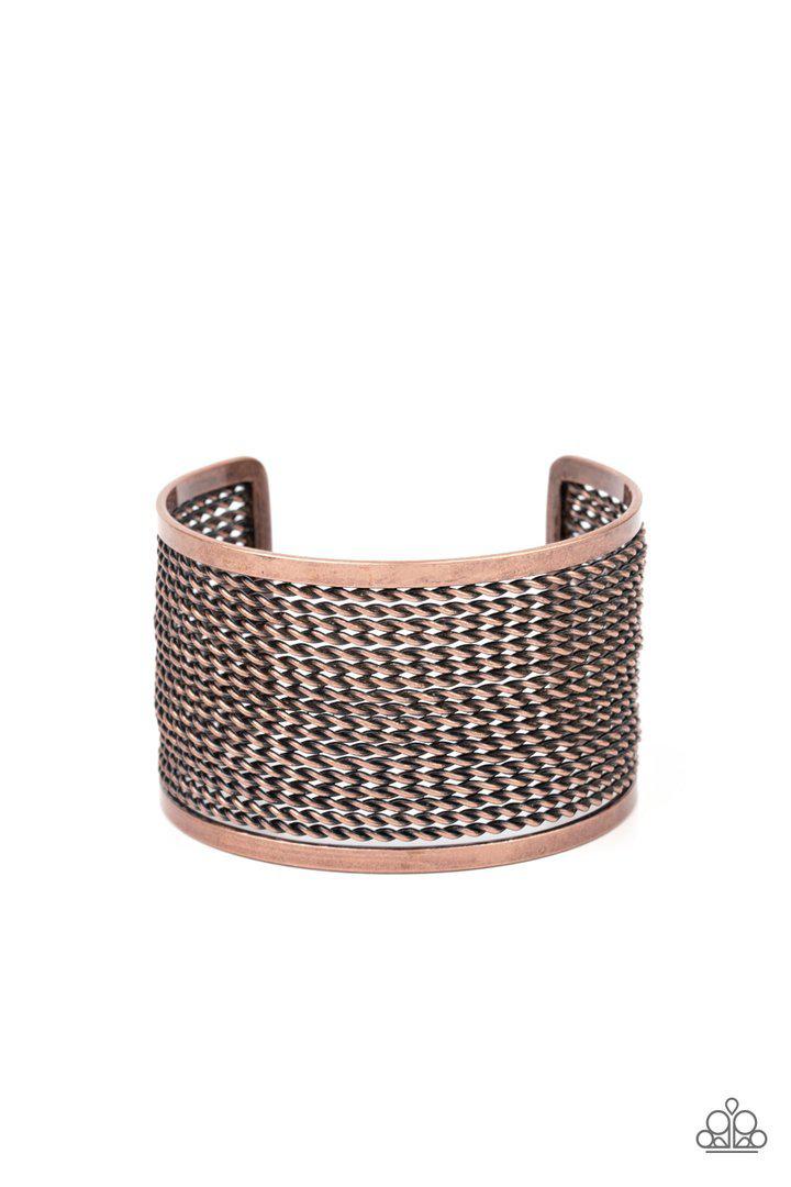 Stacked Sensation Copper Cuff Bracelet - Paparazzi Accessories- lightbox - CarasShop.com - $5 Jewelry by Cara Jewels