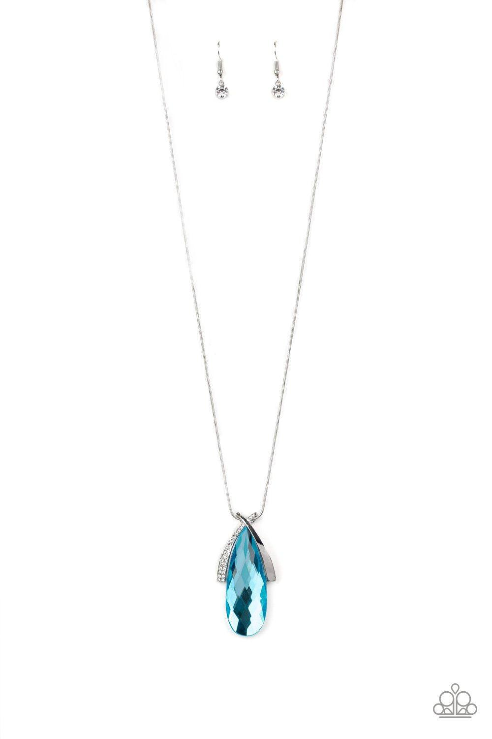 Stellar Sophistication Blue Rhinestone Pendant Necklace - Paparazzi Accessories- lightbox - CarasShop.com - $5 Jewelry by Cara Jewels