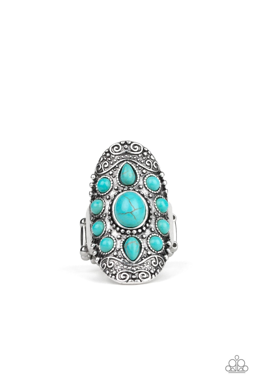 Stone Sunrise Turquoise Blue Ring - Paparazzi Accessories- lightbox - CarasShop.com - $5 Jewelry by Cara Jewels