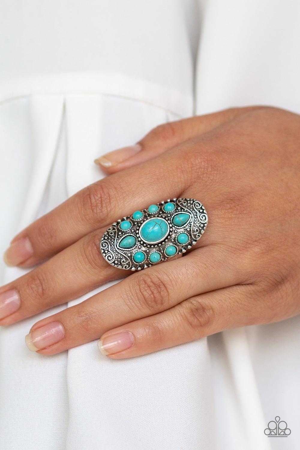 Stone Sunrise Turquoise Blue Ring - Paparazzi Accessories- lightbox - CarasShop.com - $5 Jewelry by Cara Jewels