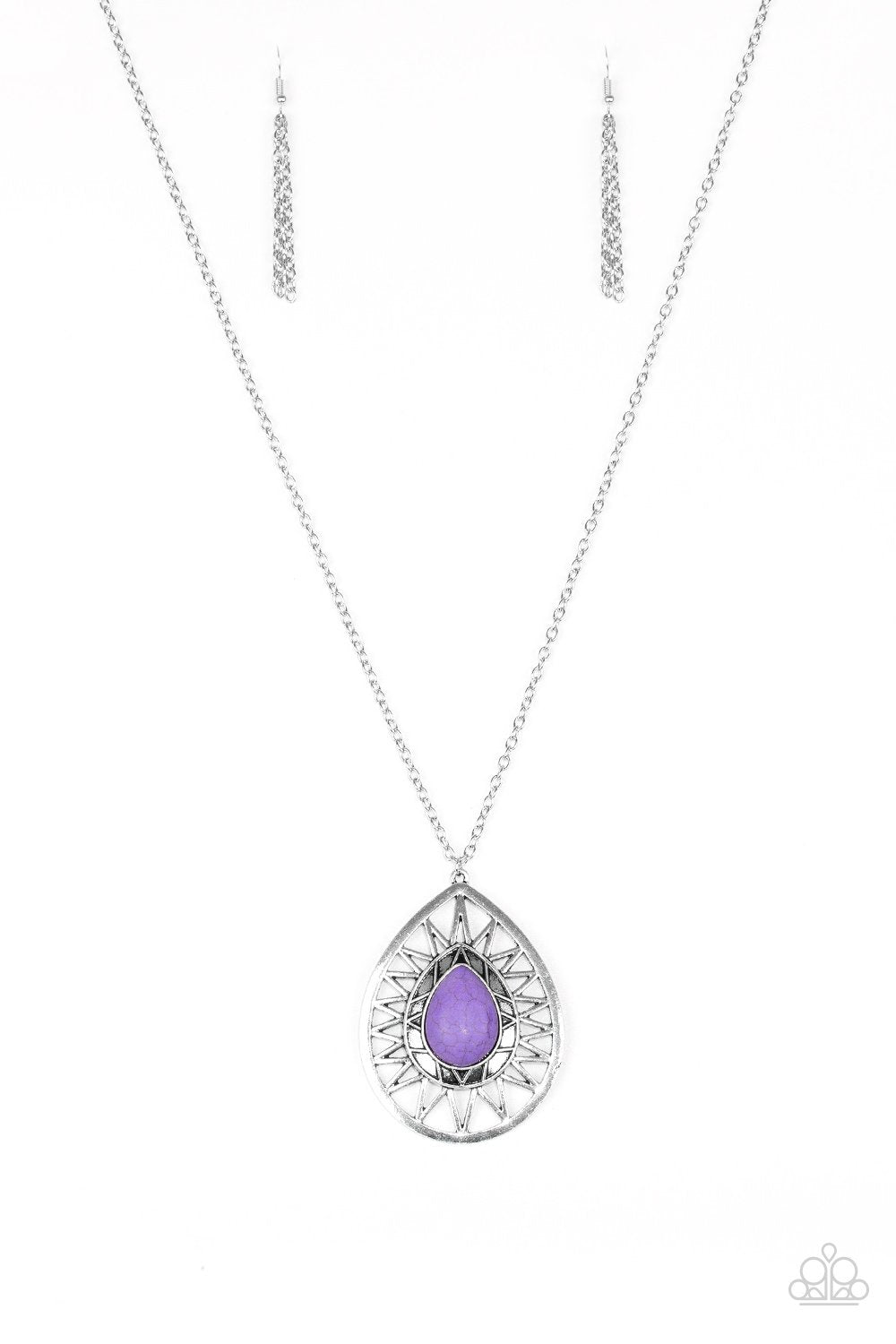 Summer Sunbeam Purple Stone Necklace - Paparazzi Accessories - lightbox -CarasShop.com - $5 Jewelry by Cara Jewels