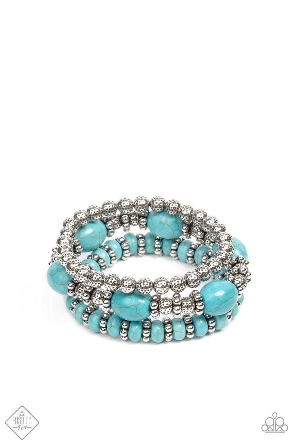Take By SANDSTORM Turquoise Blue Stone Bracelet Set - Paparazzi Accessories- lightbox - CarasShop.com - $5 Jewelry by Cara Jewels