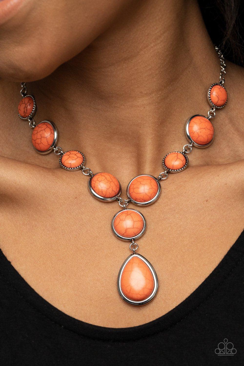 Terrestrial Trailblazer Orange Stone Necklace - Paparazzi Accessories- model - CarasShop.com - $5 Jewelry by Cara Jewels